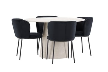 Rund matgrupp Venture Home Svart Beige 4st - Møbler - Borde - Spisebordssæt