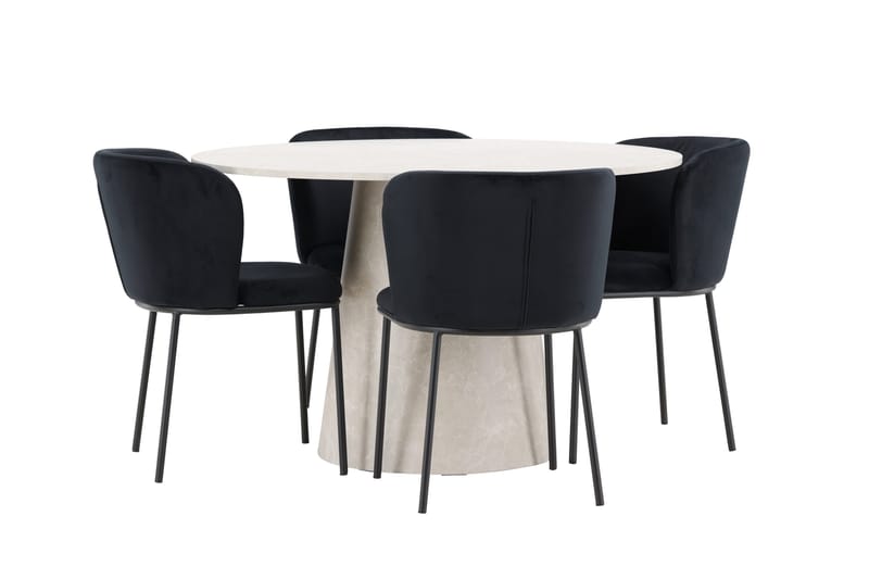 Rund matgrupp Venture Home Svart Beige 4st - Møbler - Borde - Spisebordssæt