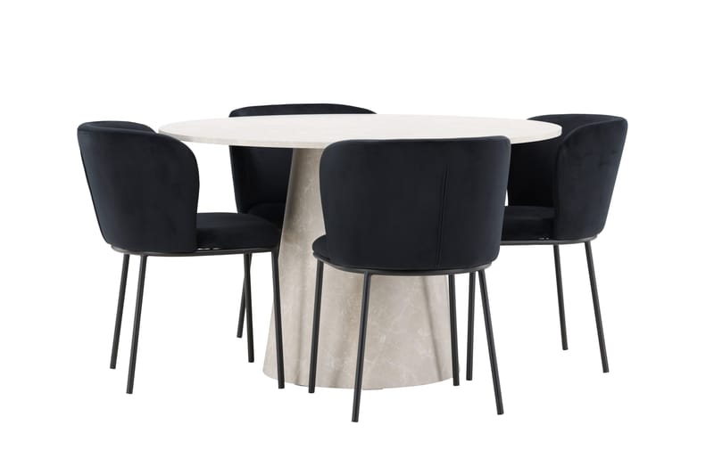 Rund matgrupp Venture Home Svart Beige 4st - Møbler - Borde - Spisebordssæt