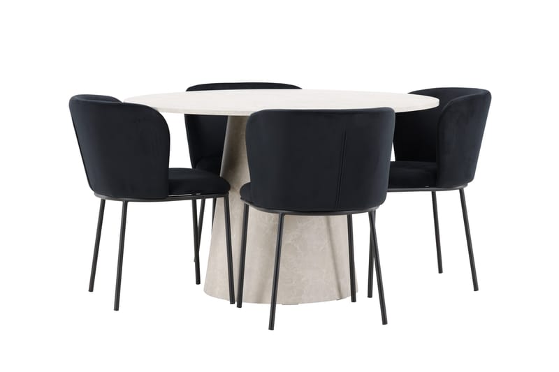 Rund matgrupp Venture Home Svart Beige 4st - Møbler - Borde - Spisebordssæt