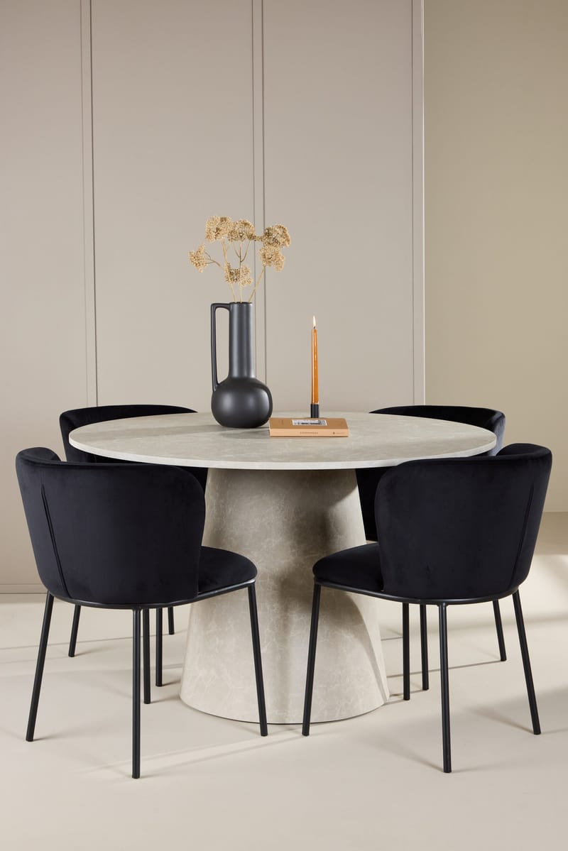 Rund matgrupp Venture Home Svart Beige 4st - Møbler - Borde - Spisebordssæt