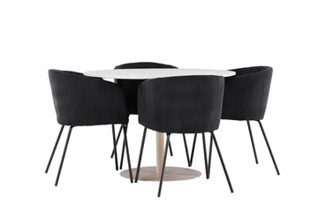 Rund matgrupp Venture Home Svart Beige 4st - Møbler - Borde - Spisebordssæt