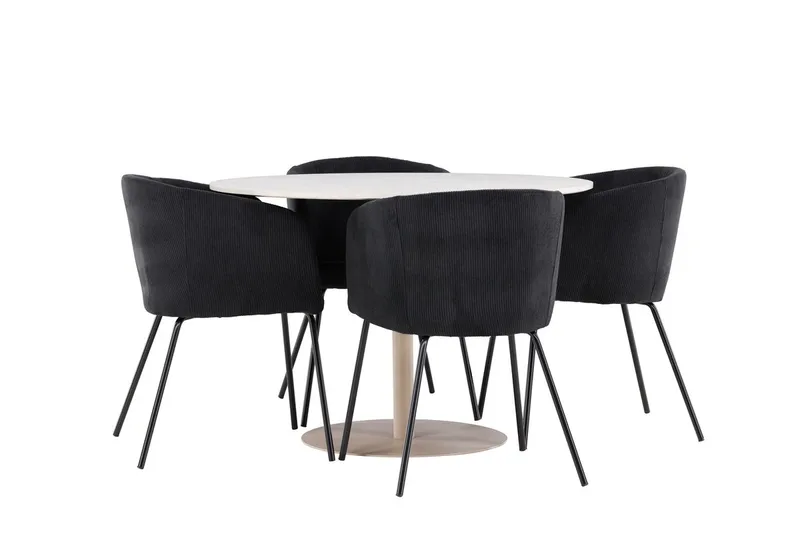 Rund matgrupp Venture Home Svart Beige 4st - Møbler - Borde - Spisebordssæt