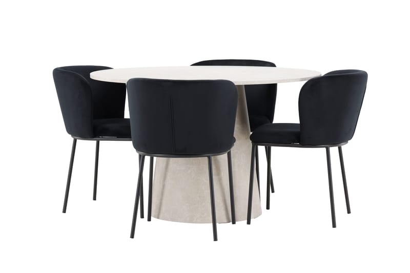 Rund matgrupp Venture Home Svart Beige 4st - Møbler - Borde - Spisebordssæt