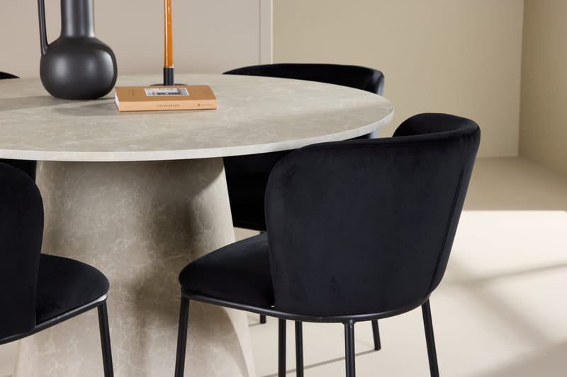 Rund matgrupp Venture Home Svart Beige 4st - Møbler - Borde - Spisebordssæt