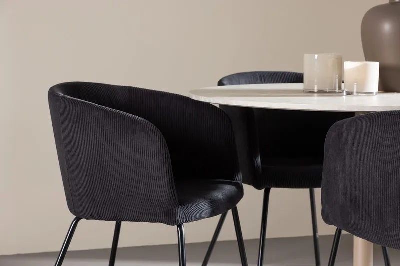 Rund matgrupp Venture Home Svart Beige 4st - Møbler - Borde - Spisebordssæt