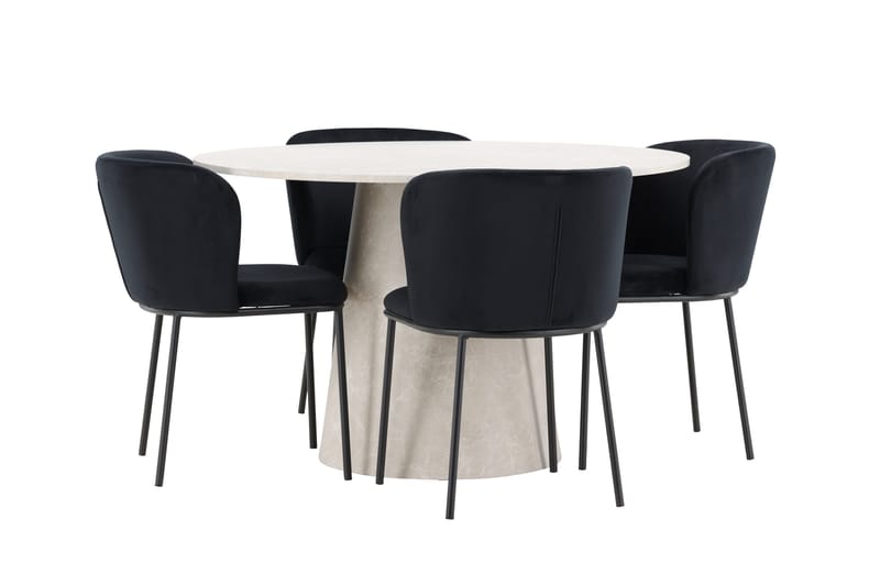 Rund matgrupp Venture Home Svart Beige 4st - Møbler - Borde - Spisebordssæt
