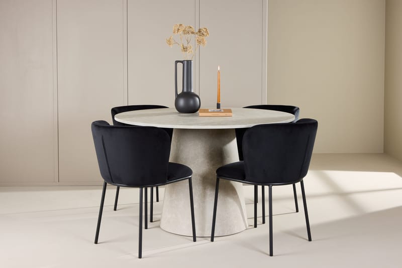 Rund matgrupp Venture Home Svart Beige 4st - Møbler - Borde - Spisebordssæt