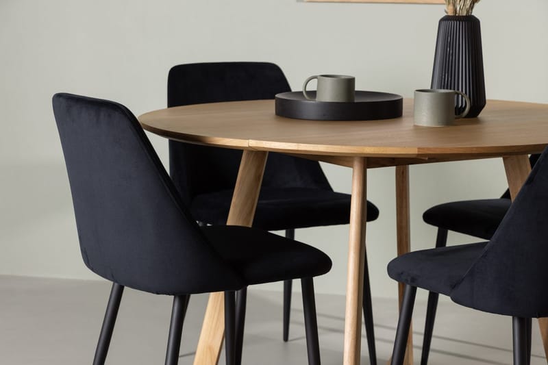 Rund matgrupp Venture Home Svart Brun 4st - Møbler - Borde - Spisebordssæt
