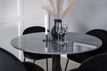 Rund matgrupp Venture Home Svart Grå marmor 4st - Møbler - Borde - Spisebordssæt