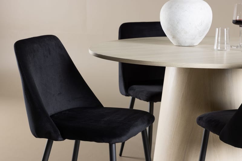Rund matgrupp Venture Home Svart Ljust trä 4st - Møbler - Borde - Spisebordssæt