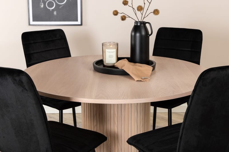Rund matgrupp Venture Home Svart Ljust trä 4st - Møbler - Borde - Spisebordssæt