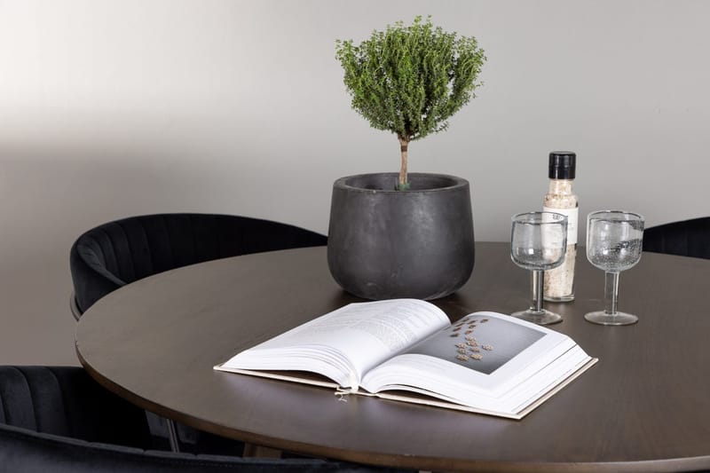 Rund matgrupp Venture Home Svart Mörkbrun 4st - Mørkebrun - Møbler - Borde - Spisebordssæt