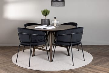 Rund matgrupp Venture Home Svart Mörkbrun 4st - Mørkebrun - Møbler - Borde - Spisebordssæt