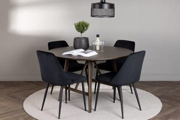 Rund matgrupp Venture Home Svart Mörkbrun 4st - Møbler - Borde - Spisebordssæt