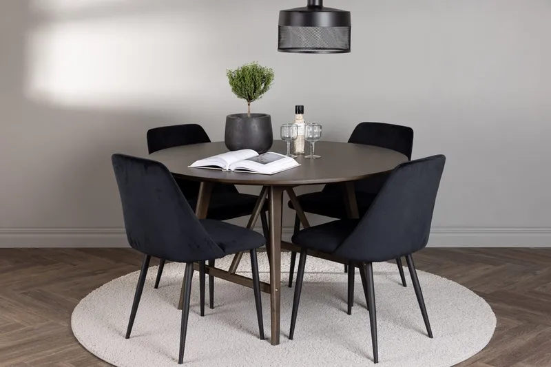 Rund matgrupp Venture Home Svart M örkbrun 4st