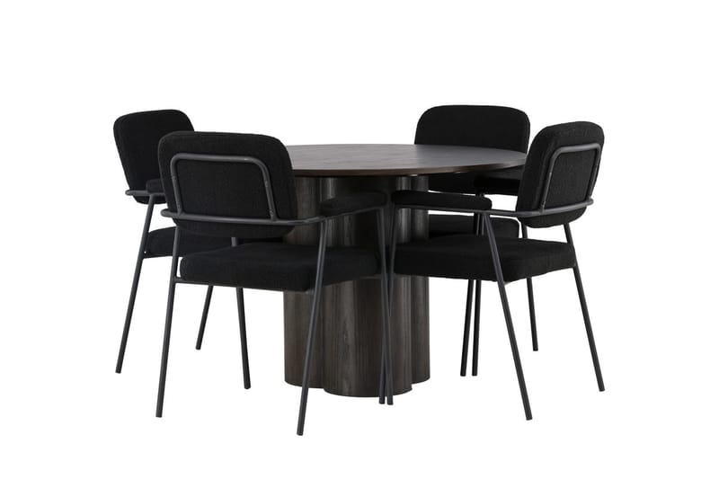 Rund matgrupp Venture Home Svart Mörkt trä 4st - Møbler - Borde - Spisebordssæt