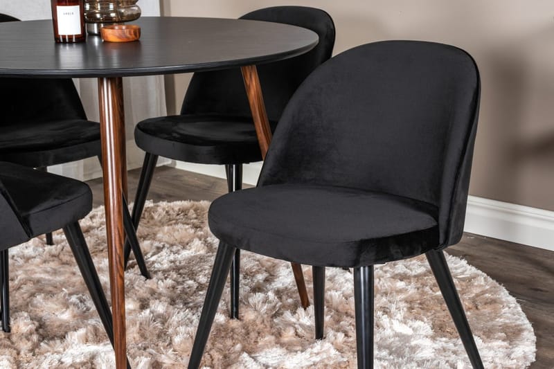 Rund matgrupp Venture Home Svart Svart 4st - Møbler - Borde - Spisebordssæt