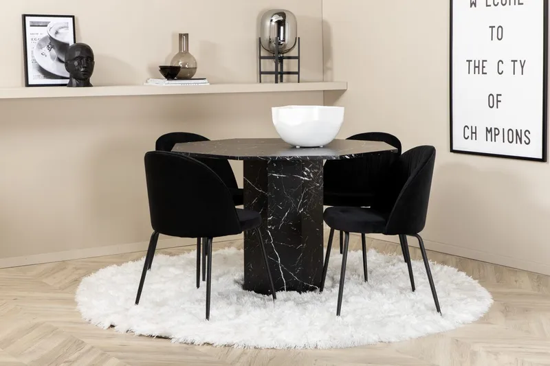Rund matgrupp Venture Home Svart Svart 4st