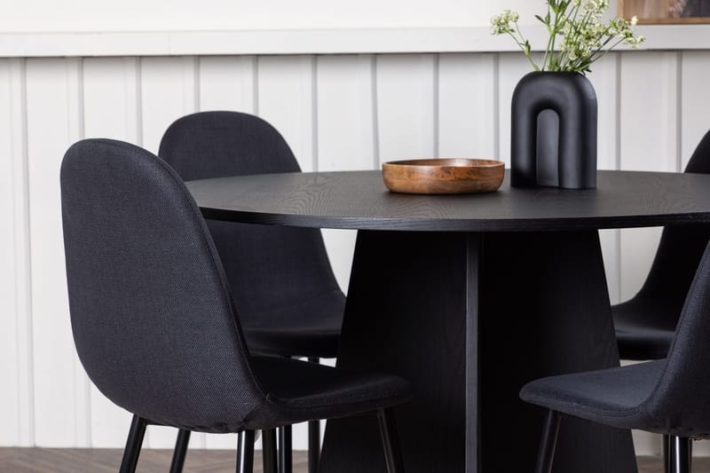 Rund matgrupp Venture Home Svart Svart 4st - Møbler - Borde - Spisebordssæt
