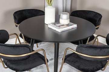 Rund matgrupp Venture Home Svart Svart 4st - Møbler - Borde - Spisebordssæt