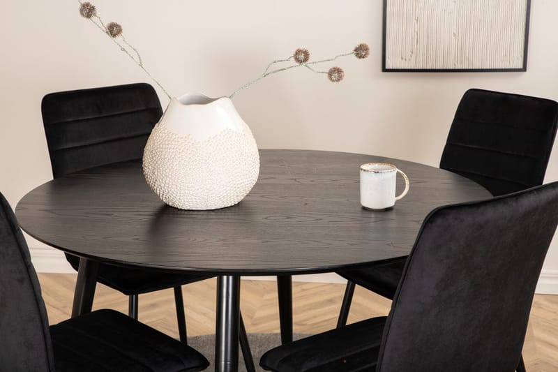 Rund matgrupp Venture Home Svart Svart 4st - Møbler - Borde - Spisebordssæt