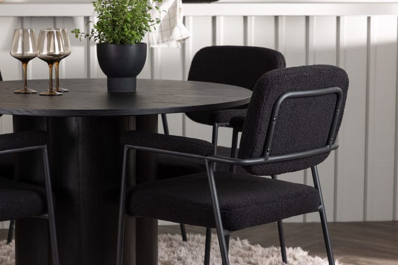 Rund matgrupp Venture Home Svart Svart 4st - Møbler - Borde - Spisebordssæt
