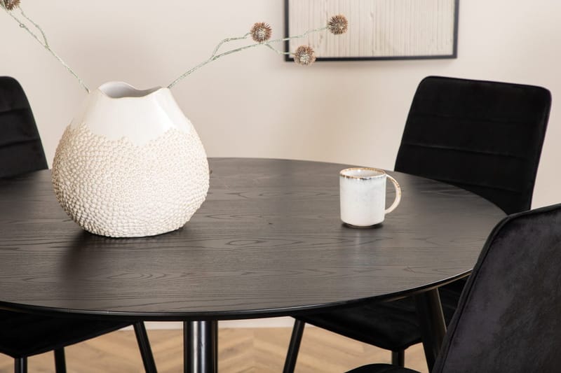Rund matgrupp Venture Home Svart Svart 4st - Møbler - Borde - Spisebordssæt