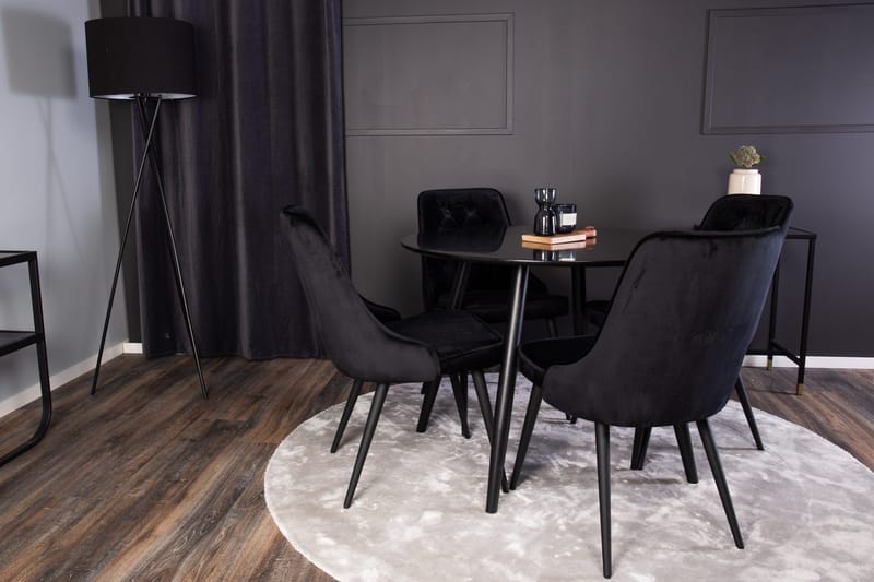 Rund matgrupp Venture Home Svart Svart 4st - Møbler - Borde - Spisebordssæt