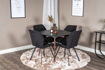Rund matgrupp Venture Home Svart Svart 4st - Møbler - Borde - Spisebordssæt