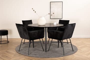 Rund matgrupp Venture Home Svart Svart 4st - Møbler - Borde - Spisebordssæt