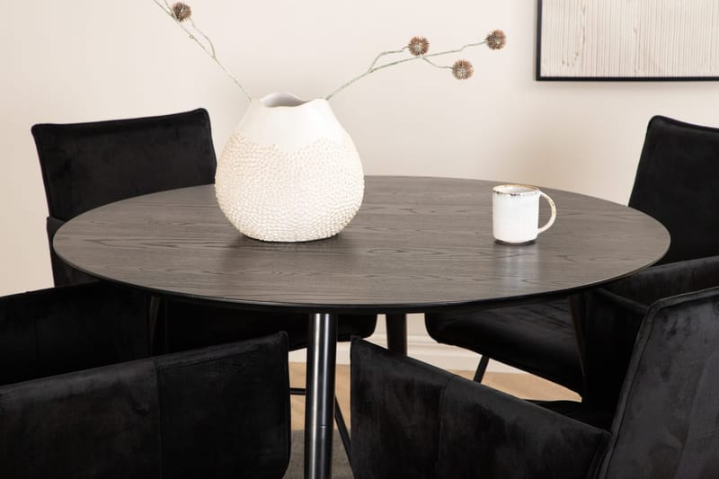 Rund matgrupp Venture Home Svart Svart 4st - Møbler - Borde - Spisebordssæt