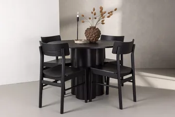 Sort - Svart (stolar), vitputsad MDF (bord)
