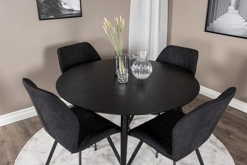 Rund matgrupp Venture Home Svart Svart 4st - Møbler - Borde - Spisebordssæt