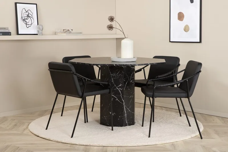 Rund matgrupp Venture Home Svart Svart 4st - Møbler - Borde - Spisebordssæt