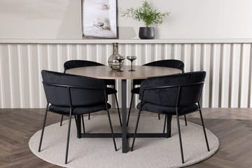 Rund matgrupp Venture Home Svart Valnöt 4st - Møbler - Borde - Spisebordssæt
