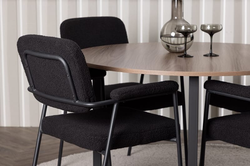 Rund matgrupp Venture Home Svart Valnöt 4st - Møbler - Borde - Spisebordssæt