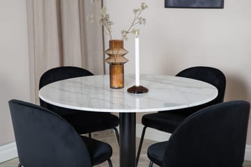 Rund matgrupp Venture Home Svart Vit marmor 4st - Møbler - Borde - Spisebordssæt