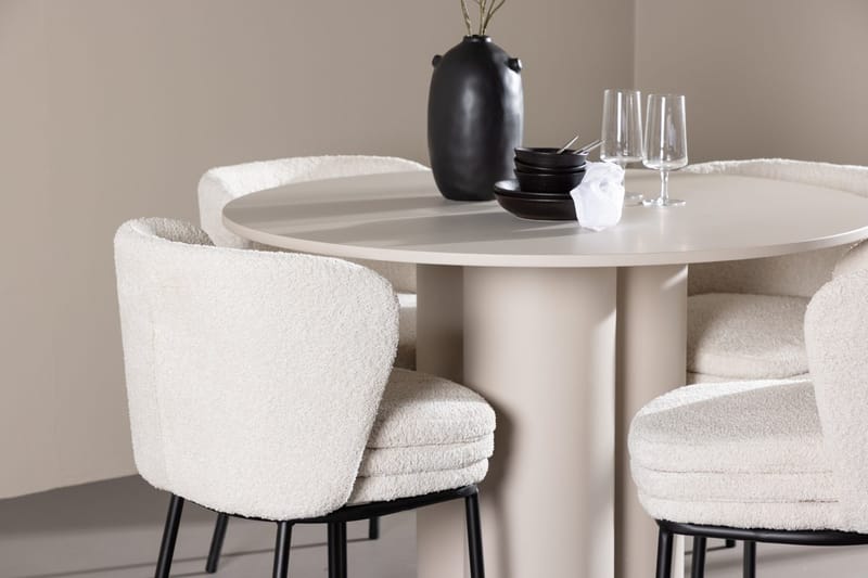 Rund matgrupp Venture Home Vit Beige 4st - Møbler - Borde - Spisebordssæt