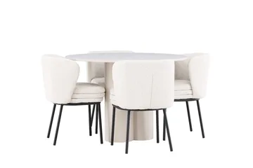 Rund matgrupp Venture Home Vit Beige 4st - Møbler - Borde - Spisebordssæt