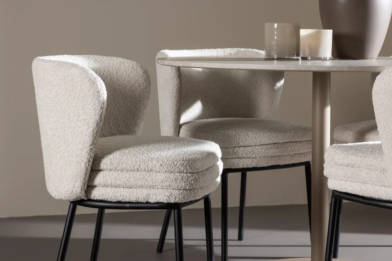 Rund matgrupp Venture Home Vit Beige 4st - Møbler - Borde - Spisebordssæt