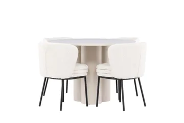 Rund matgrupp Venture Home Vit Beige 4st - Møbler - Borde - Spisebordssæt