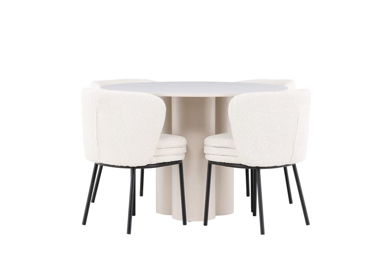 Rund matgrupp Venture Home Vit Beige 4st - Møbler - Borde - Spisebordssæt