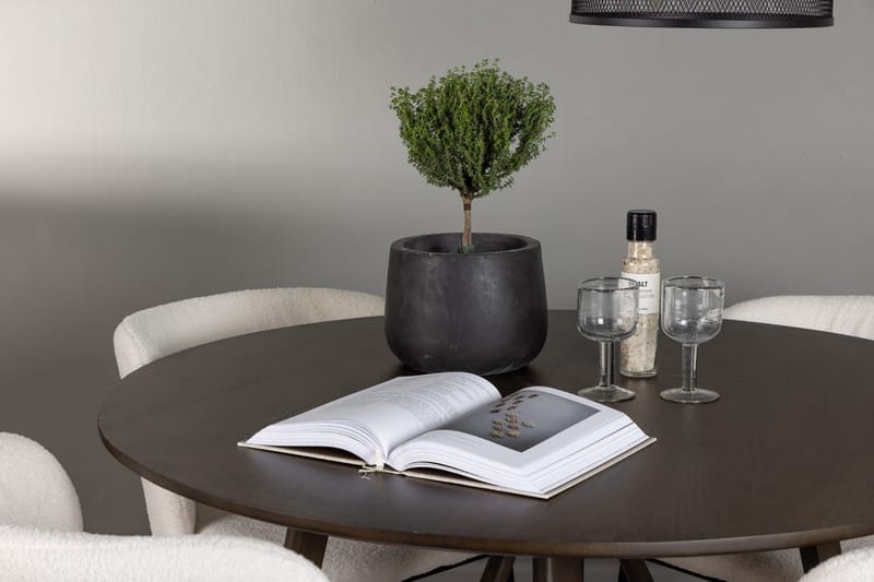 Rund matgrupp Venture Home Vit Mörkbrun 4st - Mørkebrun - Møbler - Borde - Spisebordssæt