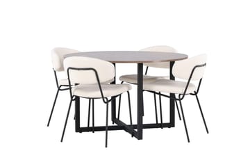 Rund matgrupp Venture Home Vit Valnöt 4st - Møbler - Borde - Spisebordssæt