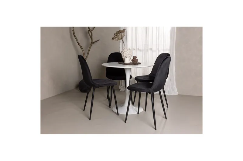 Rund spisegruppe Hamden, Polar - Velour - Møbler - Borde - Spisebordssæt