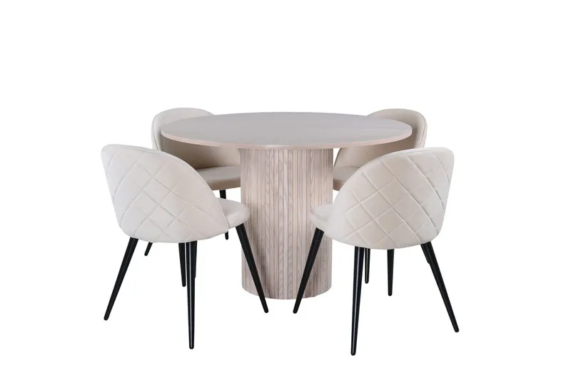 Rund spisegruppe Venture Home Bianca, Velvet Hvidlaseret