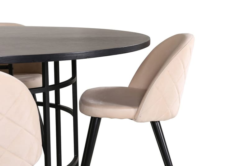 Rund spisegruppe Venture Home Copenhagen, Velvet - sort og beige - Møbler - Borde - Spisebordssæt