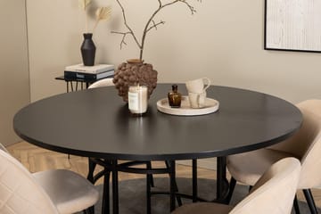 Rund spisegruppe Venture Home Copenhagen, Velvet - sort og beige - Møbler - Borde - Spisebordssæt