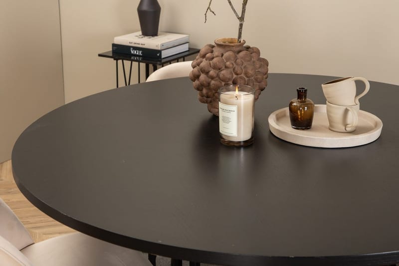 Rund spisegruppe Venture Home Copenhagen, Velvet - sort og beige - Møbler - Borde - Spisebordssæt